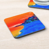 Pop Kunst Exotic Beach Palm Trees Onderzetter (Linkerzijde)