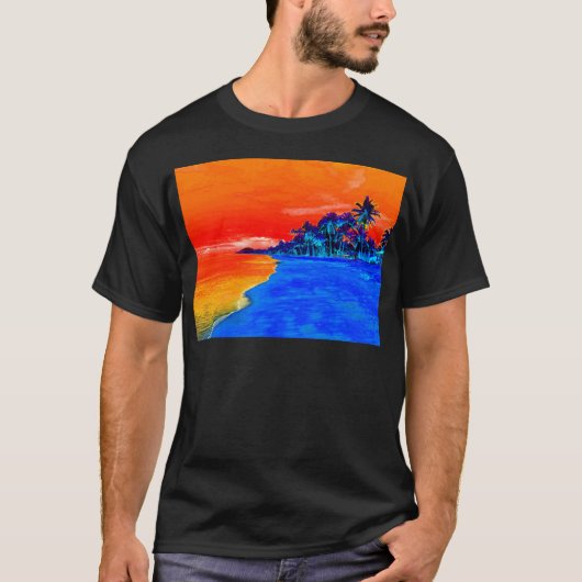 Pop Kunst Exotic Beach Palm Trees T-shirt (Voorkant)