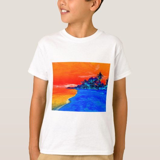 Pop Kunst Exotic Beach Palm Trees T-shirt (Voorkant)