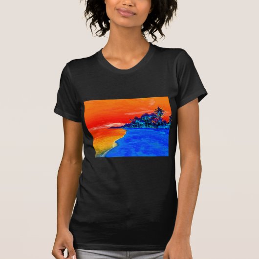 Pop Kunst Exotic Beach Palm Trees T-shirt (Voorkant)