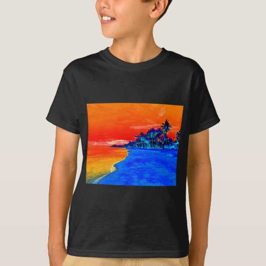 Pop Kunst Exotic Beach Palm Trees T-shirt (Voorkant)