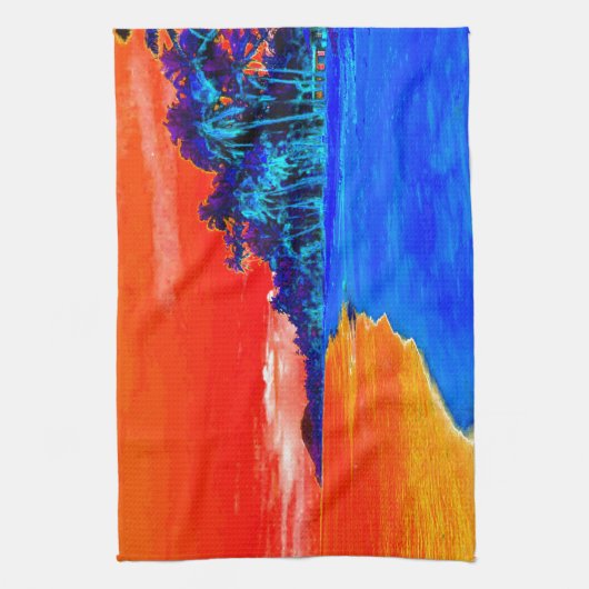 Pop Kunst Exotic Beach Palm Trees Theedoek (Verticaal)