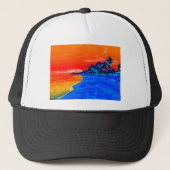 Pop Kunst Exotic Beach Palm Trees Trucker Pet (Voorkant)