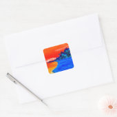 Pop Kunst Exotic Beach Palm Trees Vierkante Sticker (Envelop)