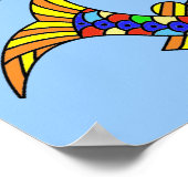 Pop Kunst Fancy Pisces Vis op Licht Blauw Poster (Hoek)