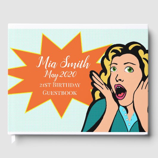 Pop kunst grappige moderne 21ste verjaardag gastenboek (Voorkant)