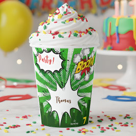 Pop kunst groene komiek verjaardag papieren bekers