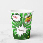 Pop kunst groene komiek verjaardag papieren bekers (Achterkant)