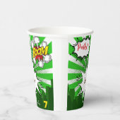 Pop kunst groene komiek verjaardag papieren bekers (Rechts)