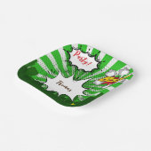 Pop kunst groene komiek verjaardag papieren bordje (Gebogen)