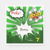 Pop kunst groene komiek verjaardag servet (Voorkant)