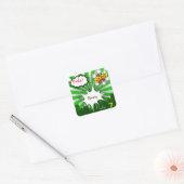 Pop kunst groene komiek verjaardag vierkante sticker (Envelop)