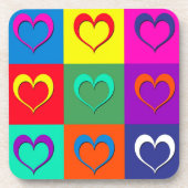 Pop kunst harten bier onderzetter (Voorkant)