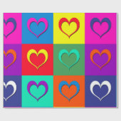 Pop kunst harten cadeaupapier (Vlak)