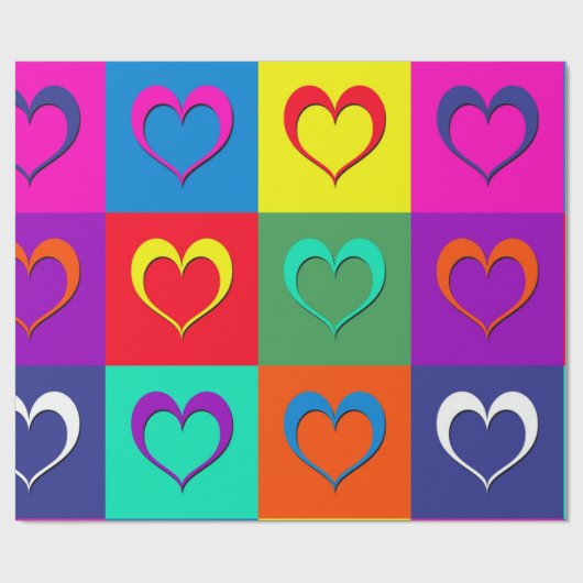 Pop kunst harten cadeaupapier (Vlak)