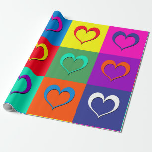 Pop kunst harten cadeaupapier