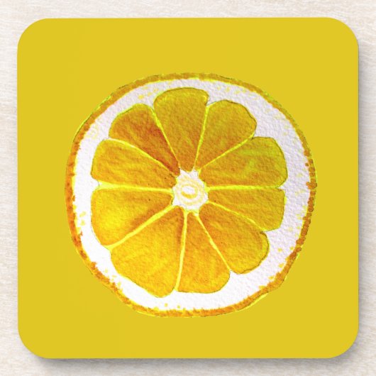 Pop kunst heldere gele waterverf citroenpompelmoes bier onderzetter (Voorkant)