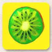 Pop kunst heldere kiwi - waterverf bier onderzetter (Voorkant)