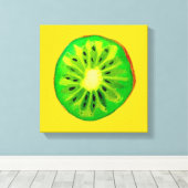 Pop kunst heldere kiwi - waterverf canvas afdruk (Insitu (Houten vloer))