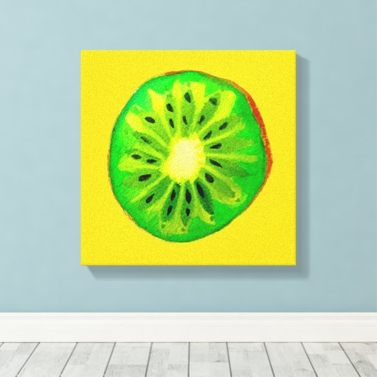 Pop kunst heldere kiwi - waterverf canvas afdruk (Insitu (Houten vloer))