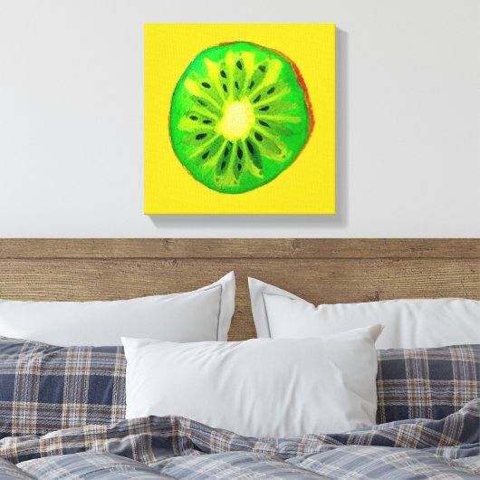 Pop kunst heldere kiwi - waterverf canvas afdruk (Insitu (Slaapkamer))