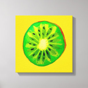 Pop kunst heldere kiwi - waterverf canvas afdruk