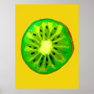 Pop kunst heldere kiwi - waterverf poster