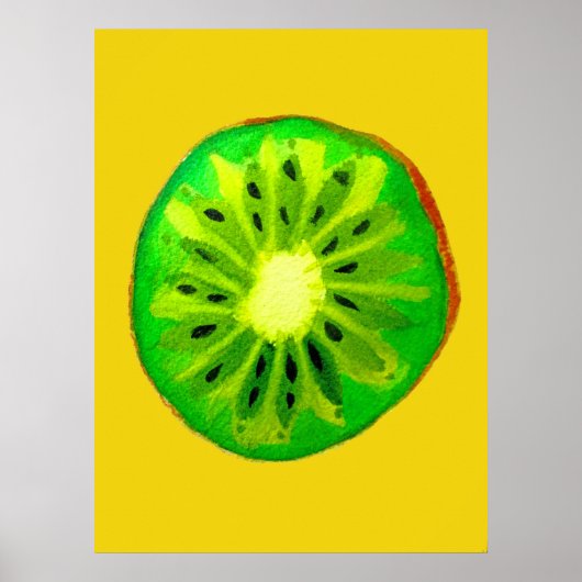 Pop kunst heldere kiwi - waterverf poster (Voorkant)