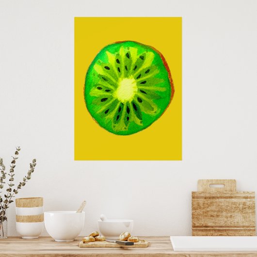 Pop kunst heldere kiwi - waterverf poster (Keuken)