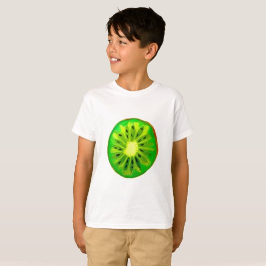 Pop kunst heldere kiwi - waterverf t-shirt (Voorkant volledig)