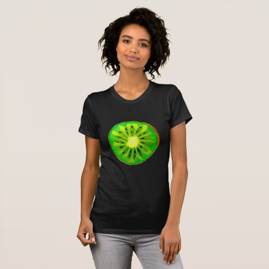 Pop kunst heldere kiwi - waterverf t-shirt (Voorkant volledig)
