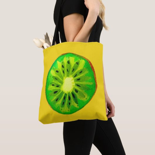 Pop kunst heldere kiwi - waterverf tote bag (Dichtbij)