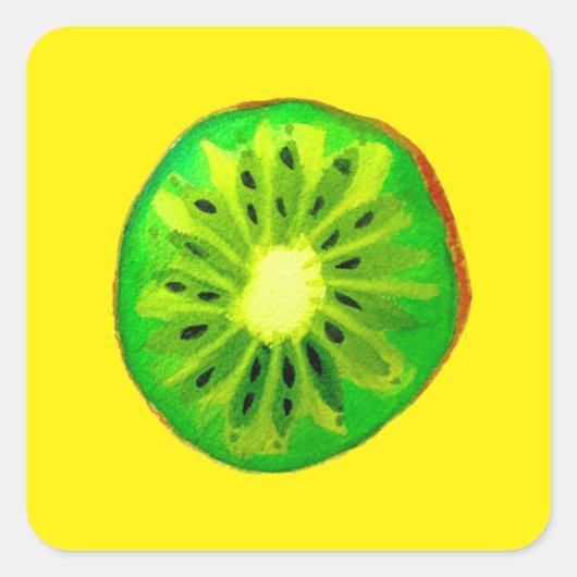 Pop kunst heldere kiwi - waterverf vierkante sticker (Voorkant)