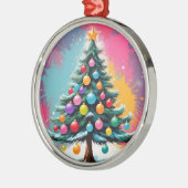 Pop kunst kerst met spatten van kleuren metalen ornament (Links)