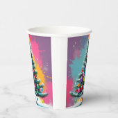 Pop kunst kerst met spatten van kleuren papieren bekers (Rechts)