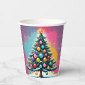 Pop kunst kerst met spatten van kleuren papieren bekers (Voorkant)
