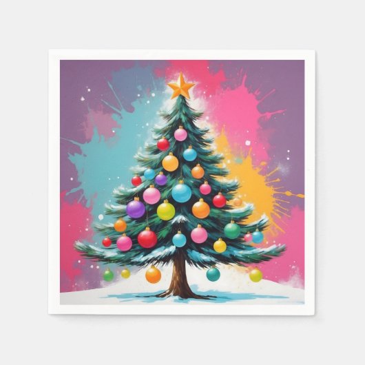 Pop kunst kerst met spatten van kleuren servet (Voorkant)