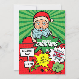 Pop Kunst kerstkerstkerstkerstfeest Comic Uitnodig Kaart