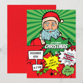 Pop Kunst kerstkerstkerstkerstfeest Comic Uitnodig Kaart