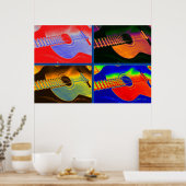 Pop Kunst Klassieke Spaanse gitaar Poster (Keuken)