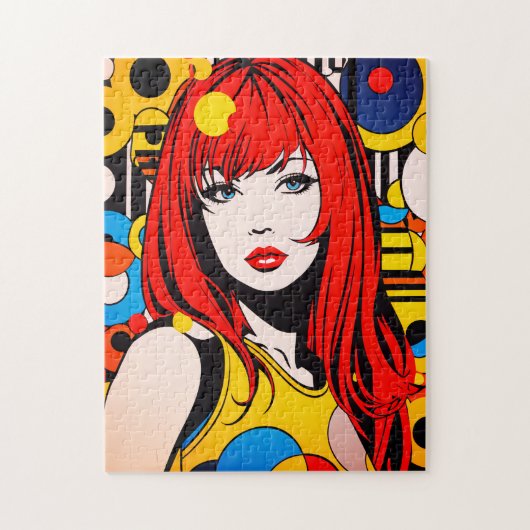 Pop kunst Kleurrijk meisje Legpuzzel (Verticaal)