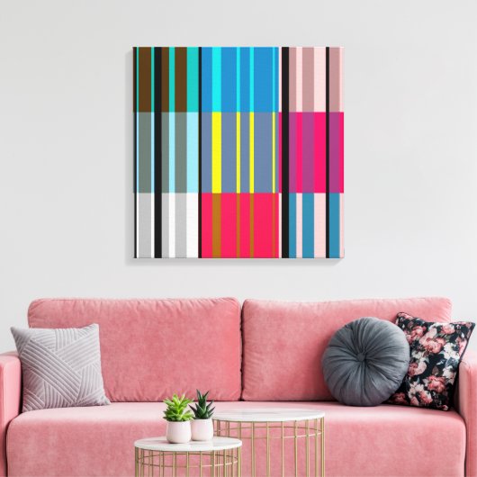 Pop Kunst Kleurrijk Stripes Patroon #3 Canvas (Insitu (Woonkamer))