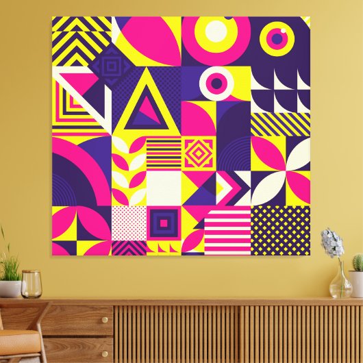 Pop kunst, kleurrijke geometrische vormen. canvas afdruk (Insitu (Woonkamer))