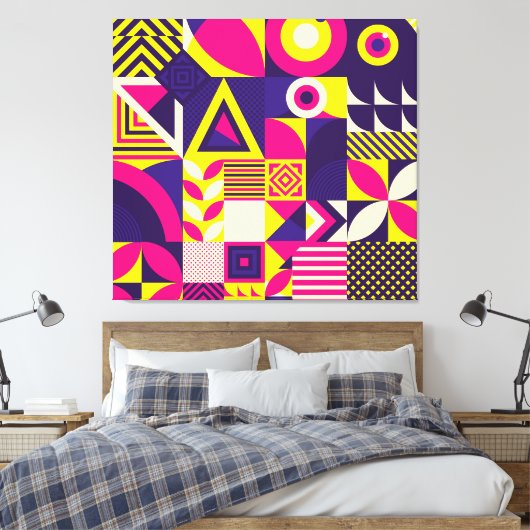 Pop kunst, kleurrijke geometrische vormen. canvas afdruk (Insitu (Slaapkamer))