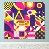 Pop kunst, kleurrijke geometrische vormen. canvas afdruk (Insitu (Houten vloer))