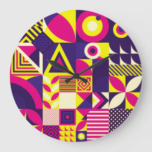 Pop kunst, kleurrijke geometrische vormen. grote klok