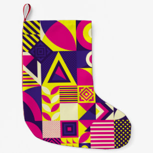 Pop kunst, kleurrijke geometrische vormen. kleine kerstsok