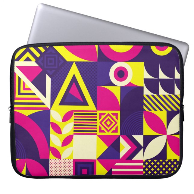 Pop kunst, kleurrijke geometrische vormen. laptop sleeve (Voorkant)