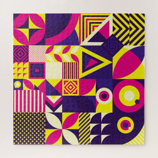 Pop kunst, kleurrijke geometrische vormen. legpuzzel (Horizontaal)