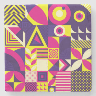Pop kunst, kleurrijke geometrische vormen. stenen onderzetter
